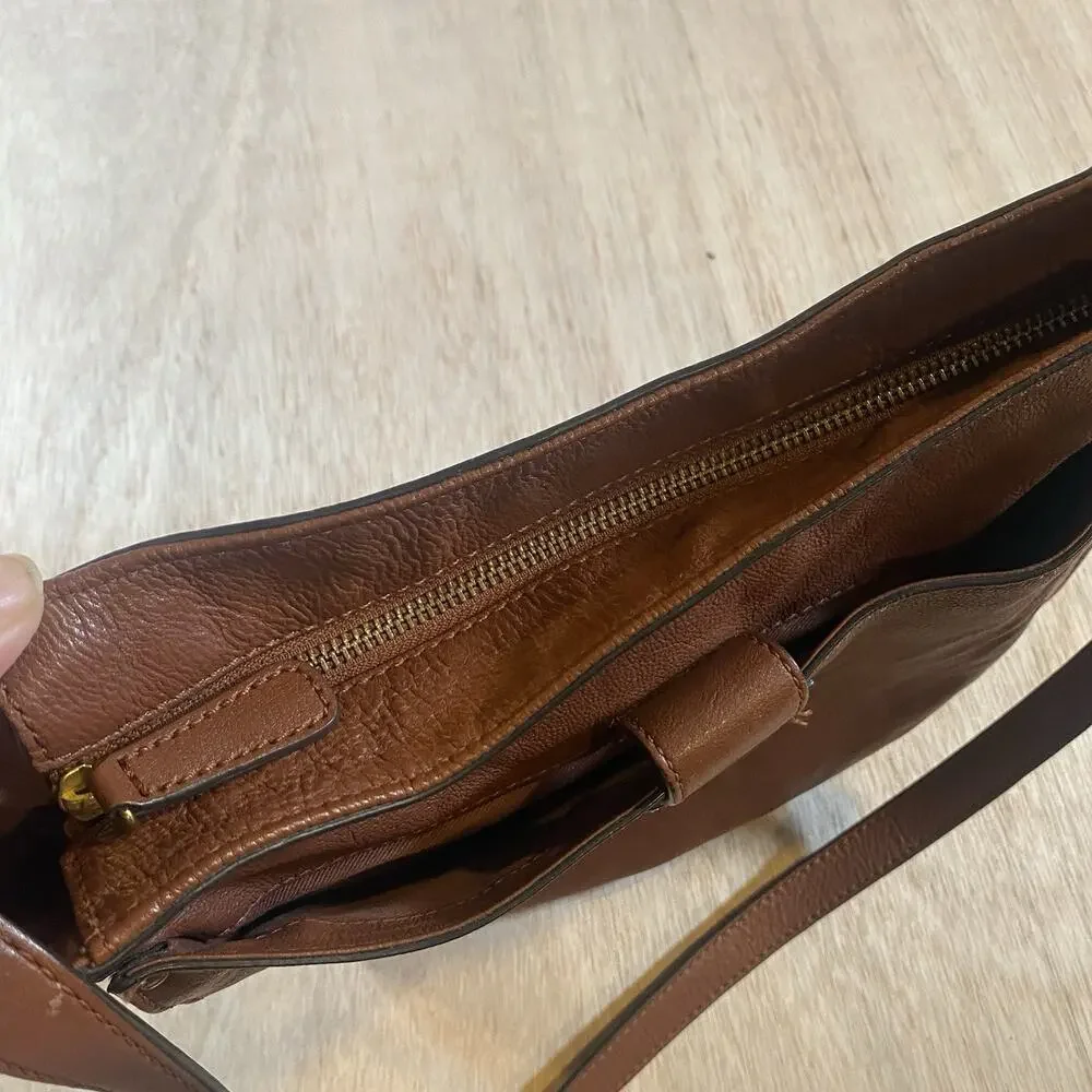 FRYE Olivia Large Leather Crossbody Shoulder Bag in Cognac-Originally $378